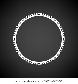 Bike Tyre Icon. White On Black Background. Vector Illustration.