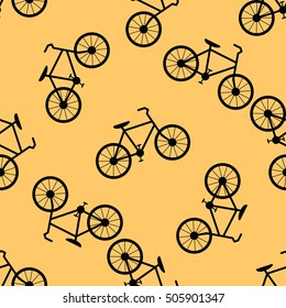 Bike vector illustration. Flat design. Seamless background pattern