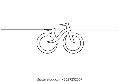 Bike vector illustration in one continuous editable line drawing style,  Continuous one line bicycle outline vector art illustration, continuous single line drawing of a bicycle.