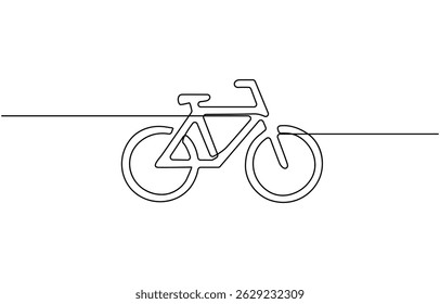 Bike vector illustration in one continuous editable line drawing style,  Continuous one line bicycle outline vector art illustration, continuous single line drawing of a bicycle.