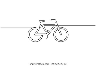 Bike vector illustration in one continuous editable line drawing style,  Continuous one line bicycle outline vector art illustration, continuous single line drawing of a bicycle.