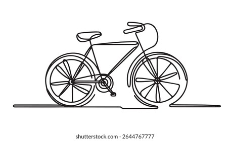 Bike vector illustration in one continuous editable line drawing style, Continuous one line drawing of bike or bicycle vector minimalism design, Bicycle Continuous Line Icon.
