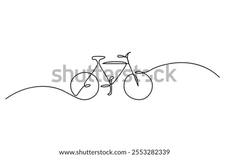 Bike vector illustration in one continuous editable line drawing style, Continuous one line drawing of bike or bicycle vector minimalism design, Bicycle Continuous Line Icon.