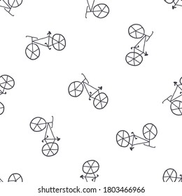 Bike vector illustration. Bike pattern repeat seamless in black color for any design. Hand drawn. Childish seamless pattern.
