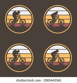 bike vintage logo template gear and cyclist