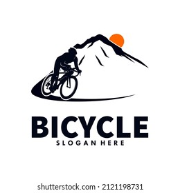 bike vintage with mountain logo design template