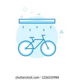 Bike Washing, Wash Station Flat Vector Icon. Bicycle Accessory Symbol, Pictogram, Sign. Light Flat Style. Blue Monochrome Design. Editable Stroke. Adjust Line Weight. Design with Pixel Perfection.