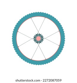 Bike wheel with chain ring icon. Sport gear spare parts. Cycling equipment sign. Vector illustration.