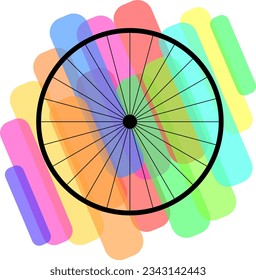 bike wheel with colorful background