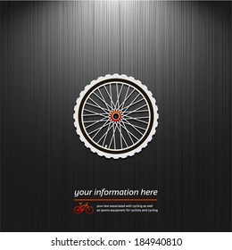 Bike Wheel, Cycling graphic symbol, icon isolated on a dark background for your design