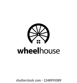 Bike Wheel with House Home Negative Space Logo Design Inspiration