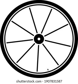 Bike Wheel Icon. Black Stencil Design. Vector Illustration.