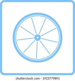 Bike Wheel Icon. Blue Frame Design. Vector Illustration.
