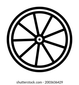 Bike Wheel Icon. Bold outline design with editable stroke width. Vector Illustration.