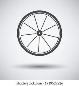 Bike Wheel Icon. Dark Gray On Gray Background With Round Shadow. Vector Illustration.