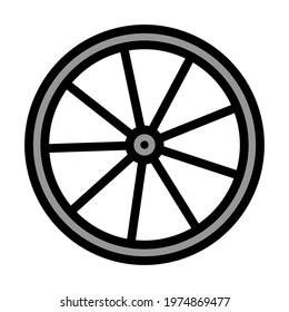 Icono de rueda de bicicleta. Contorno de negrita editable con diseño de relleno de color. Ilustración vectorial.