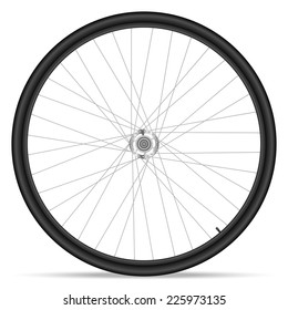 Bike wheel on white background.