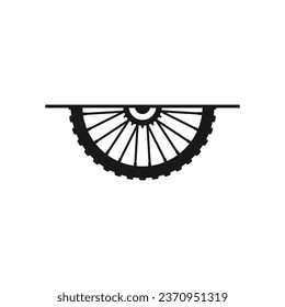 Bike wheel with spokes. Half part bicycle wheel. Vector element.
