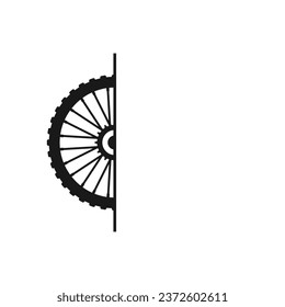 Bike wheel with spokes. Half part bicycle wheel. Vector element.
