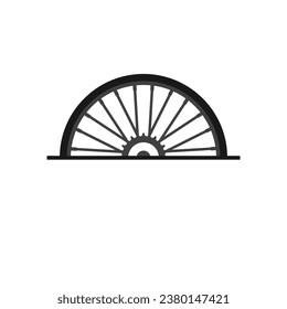 Bike wheel with spokes. Half part bicycle wheel. Vector element.
