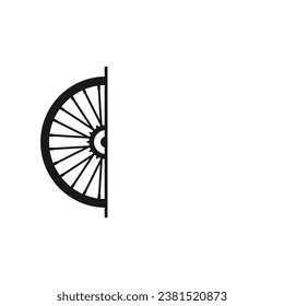 Bike wheel with spokes. Half part bicycle wheel. Vector element.
