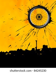 Bike wheel as the sun