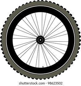 bike wheel with tire and spokes isolated on white background. vector