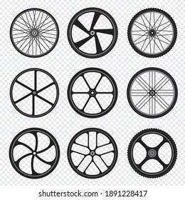 Bike wheels. Motor bicycle round shapes circle stylized fitness activity symbols