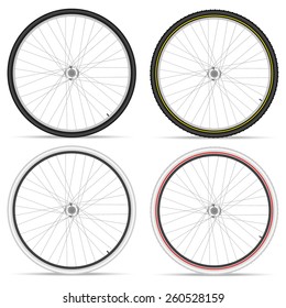 Bike wheels on a white background. Vector illustration.