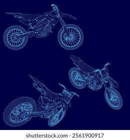 bike wireframe ,bike outline set images , Vector illustration. 3D