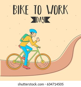 Bike To Work Day. Suitable For Banner, Poster, Greeting Card, Mug, Template And Print Advertising