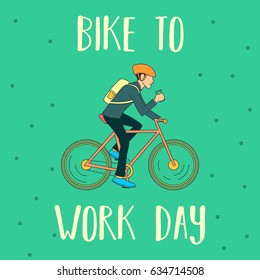 Bike to Work Day. Suitable for banner, poster, greeting card, mug, template and print advertising