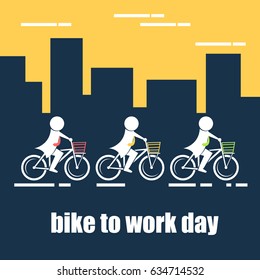 Bike to Work Day. Suitable for banner, poster, greeting card, mug, template and print advertising