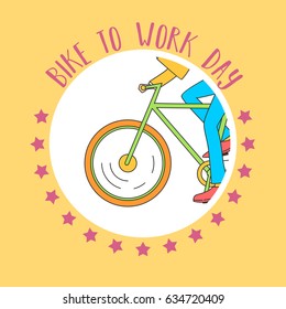 Bike To Work Day. Suitable For Banner, Poster, Greeting Card, Mug, Template And Print Advertising