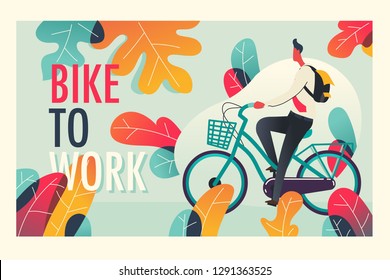 Bike To Work Graphic. Mixcolor Vector Illustration