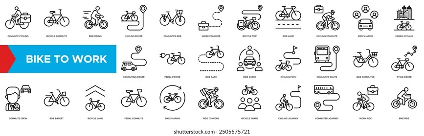 Bike to Work icon. Commute Cycling, Bicycle Commute, Bike Riding, Cycling Route and Commuter Bike