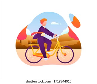 Bike To Work Illustration Concept