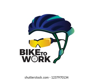 Bike To Work Logo Illustration In Isolated White Background