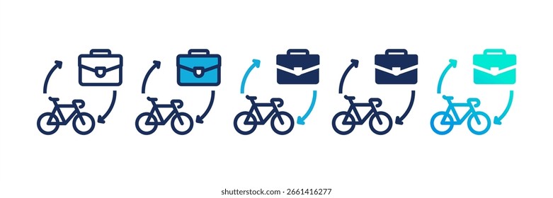 Fahrrad zum Arbeiten mit mehreren Symbolen