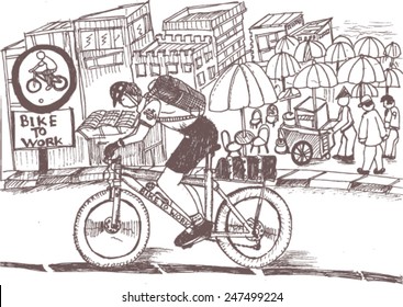 bike to work, sketch