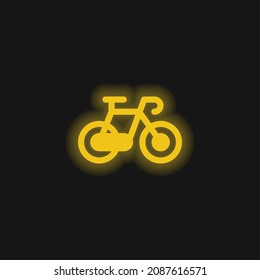 Bike yellow glowing neon icon