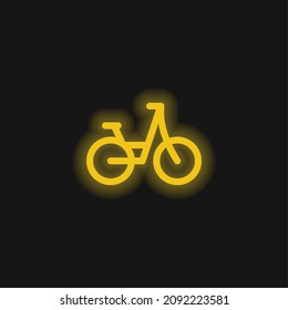 Bike yellow glowing neon icon