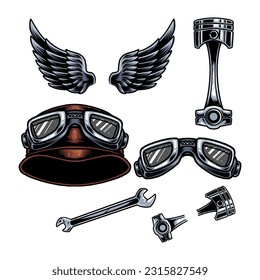 Biker assets vector art style 12