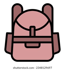 Biker backpack icon outline vector. Motor gear. Engine gear color flat