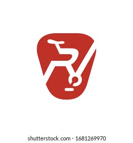 Biker bicycle community logo initial R or RV
