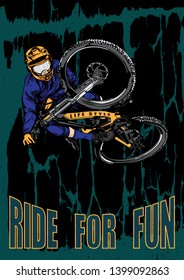 Biker, bicycle jumper, cyclist, sport illustration, vector ,