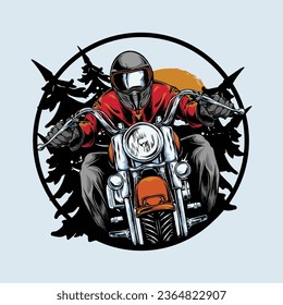 Biker Big Bike Vector Logo Vintage Illustration