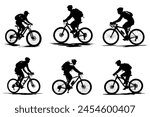 Biker and bike silhouette black vector.