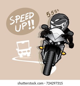 Biker with Black motorcycle isolated on a brown background.