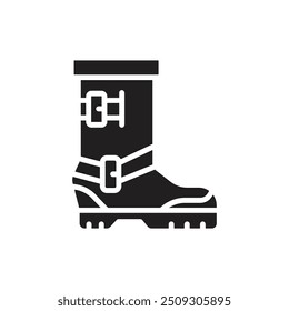 Biker Boot Filled Icon Vector Illustration